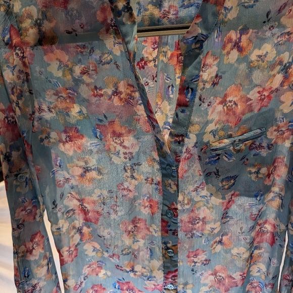 KUT from the Kloth XS Jasmine Floral Blouse Top see through blouse Scooped - Picture 7 of 12